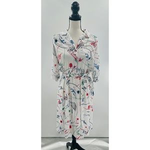California Looks Vintage 80's Style Cotton‎ Blend Paint Splash Design Dress, Med